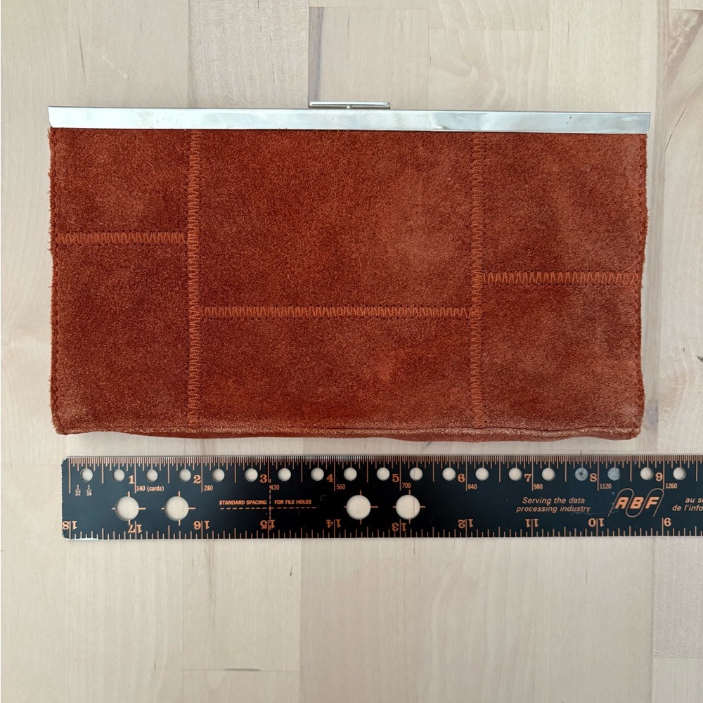 Banana Republic Rust Brown Suede Clutch with Silver Accent - Picture 8 of 12